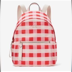 Kate Spade Red and Pink Checkered Backpack